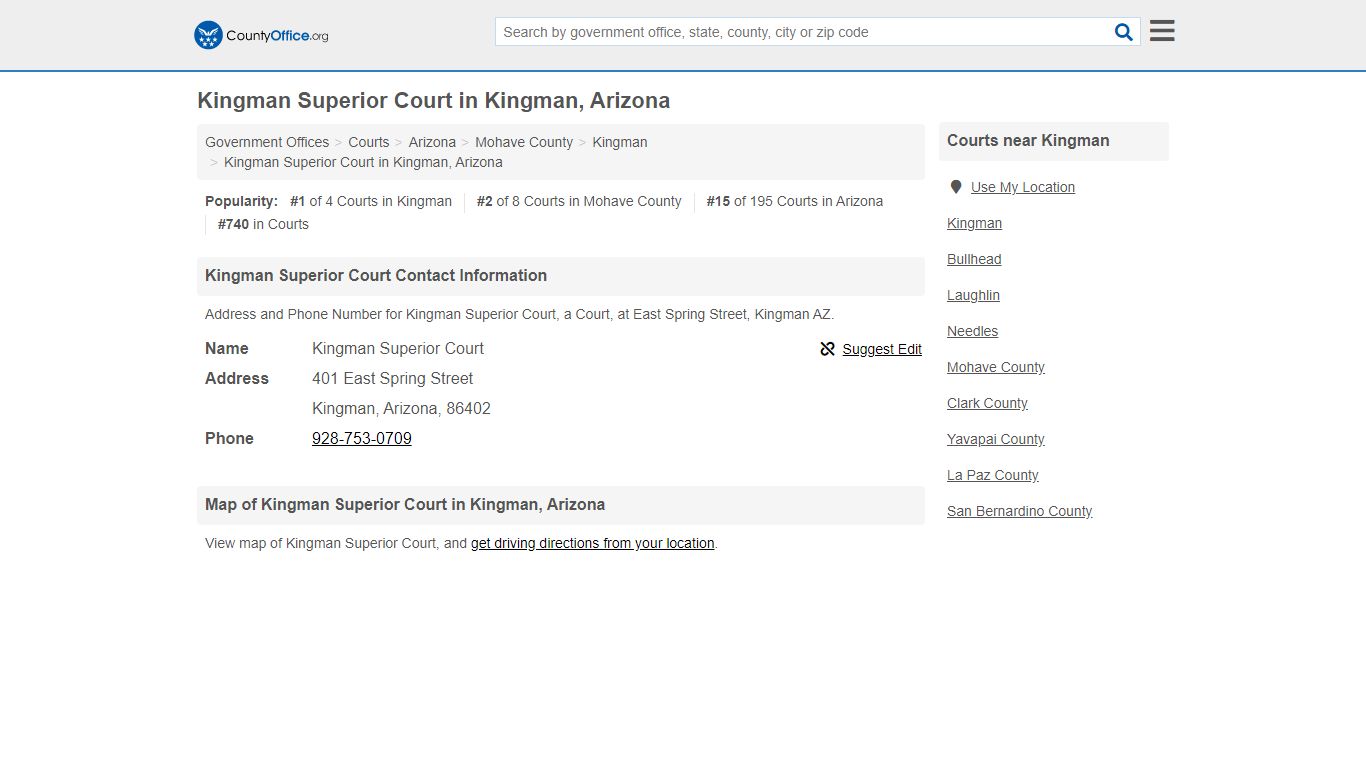 Kingman Superior Court - Kingman, AZ (Address and Phone) - County Office